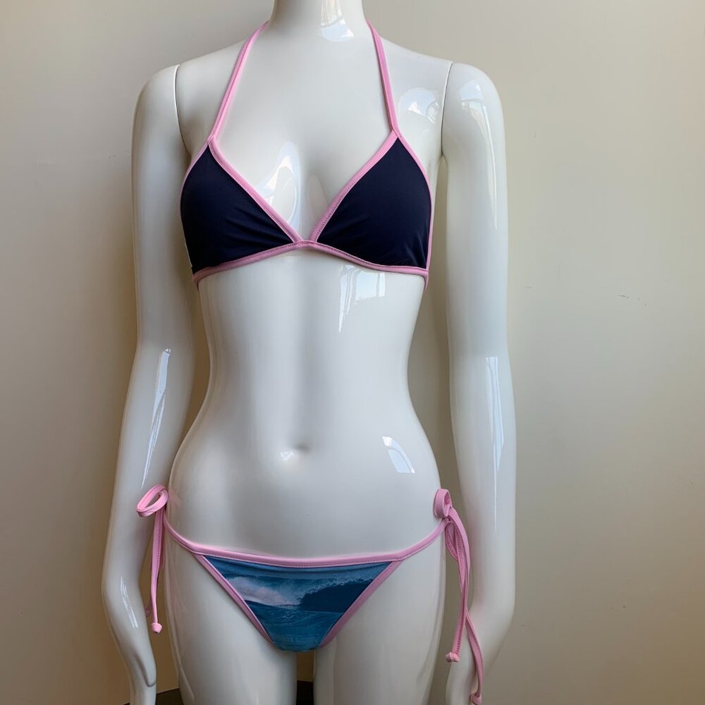 Aaron Chang Blue wave reversible navy bikini - Picture 8 of 12